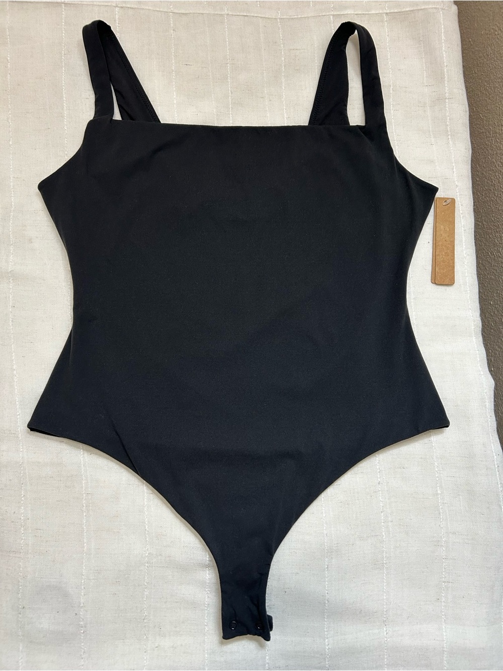 SKIMS FITS EVERYBODY Square Neck Lightweight High Stretch Bodysuit Onyx XL - Picture 2 of 14